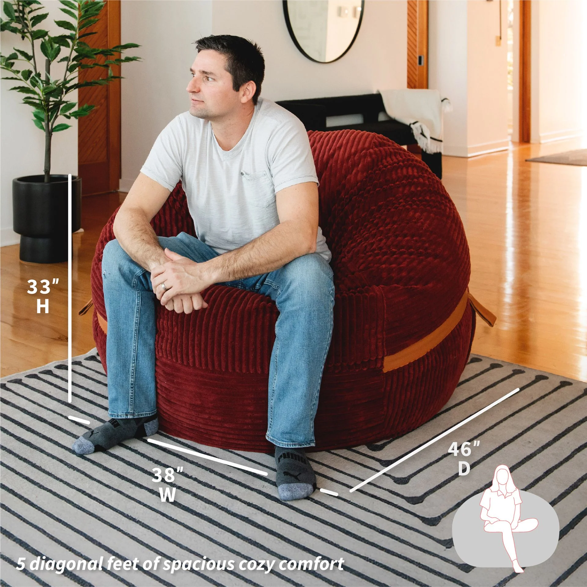 Fuf® 5Ft Foam Bean Bag - Image 14