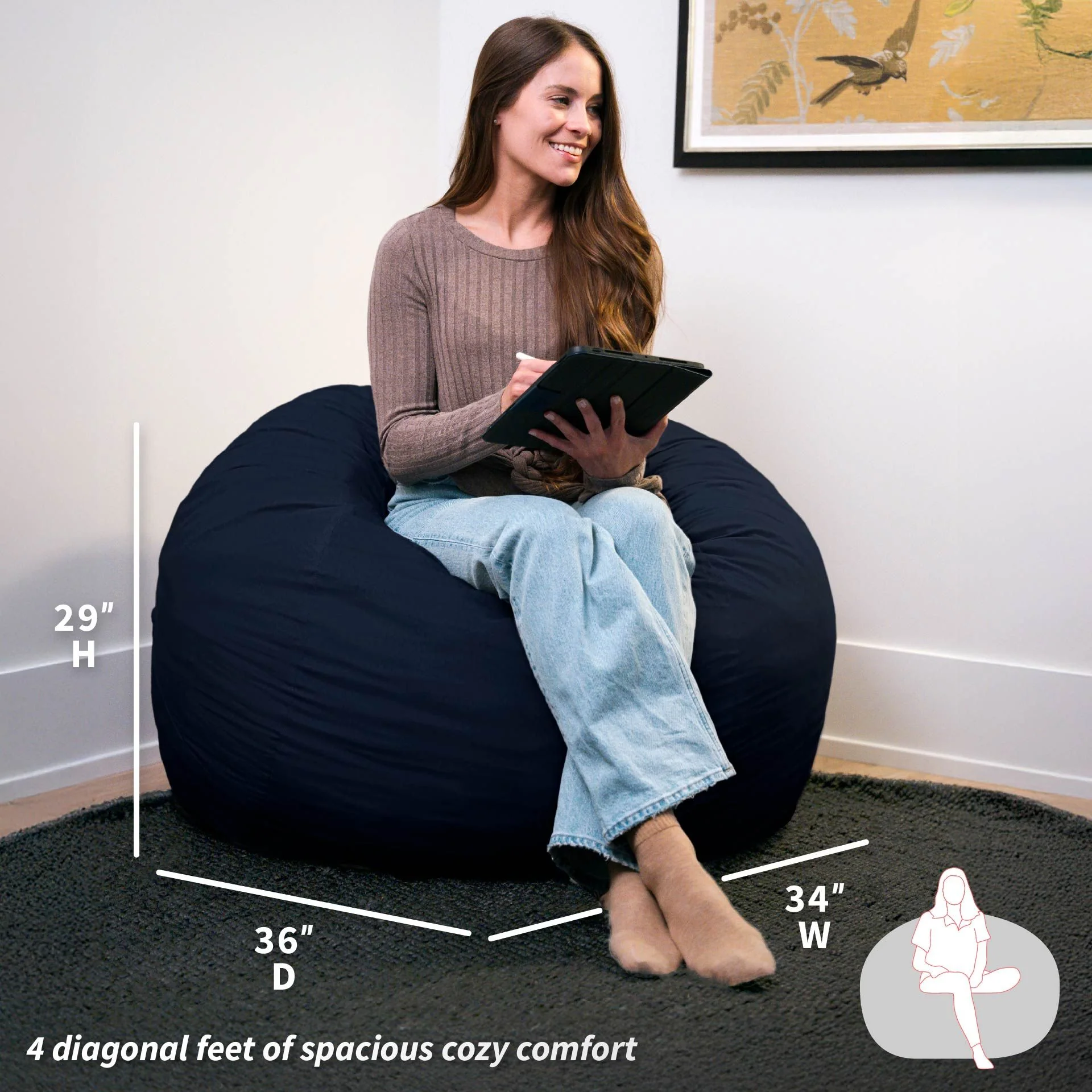 Fuf® 4Ft Foam Bean Bag - Image 174