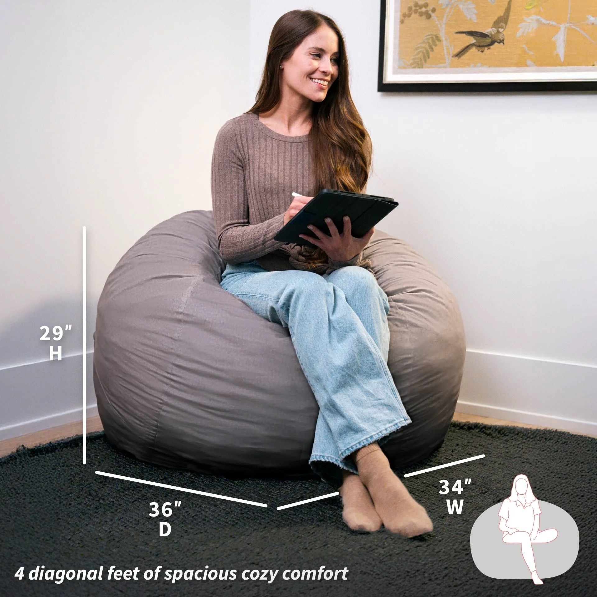 Fuf® 4Ft Foam Bean Bag - Image 186