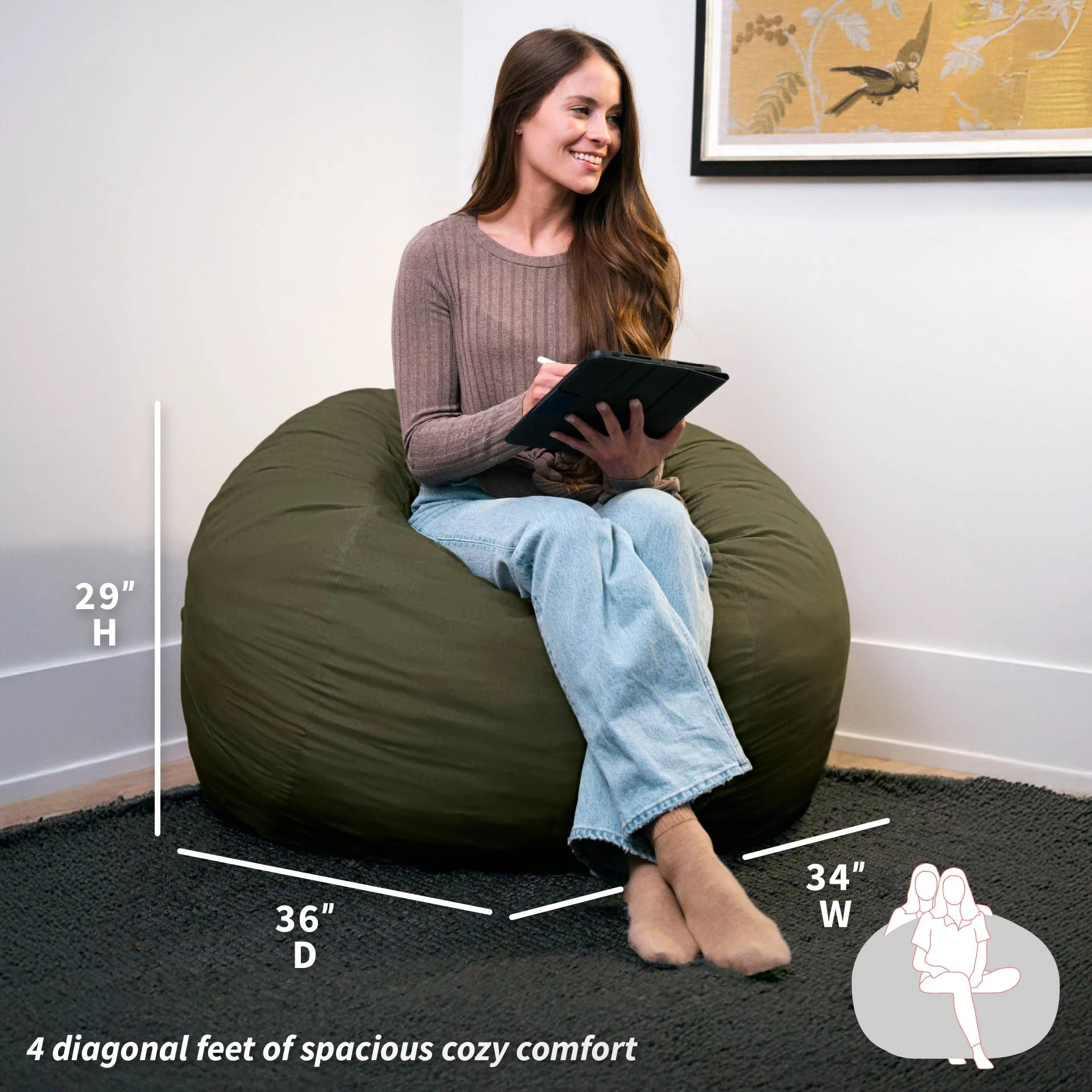 Fuf® 4Ft Foam Bean Bag - Image 198