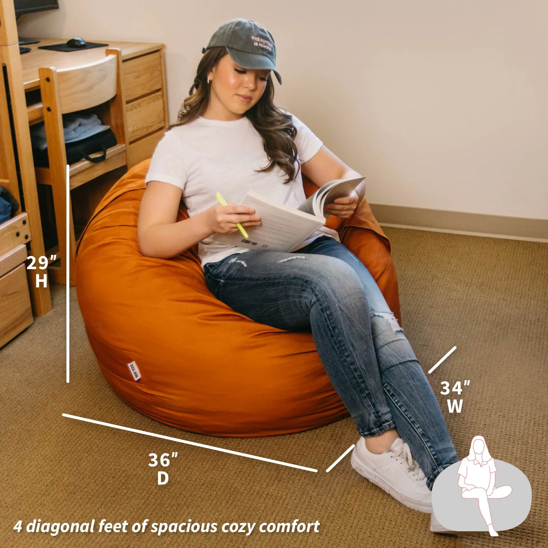 Fuf® 4Ft Foam Bean Bag - Image 40