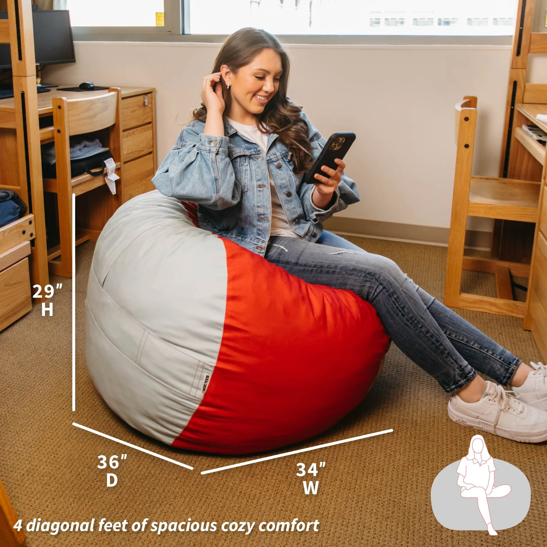 Fuf® 4Ft Foam Bean Bag - Image 59