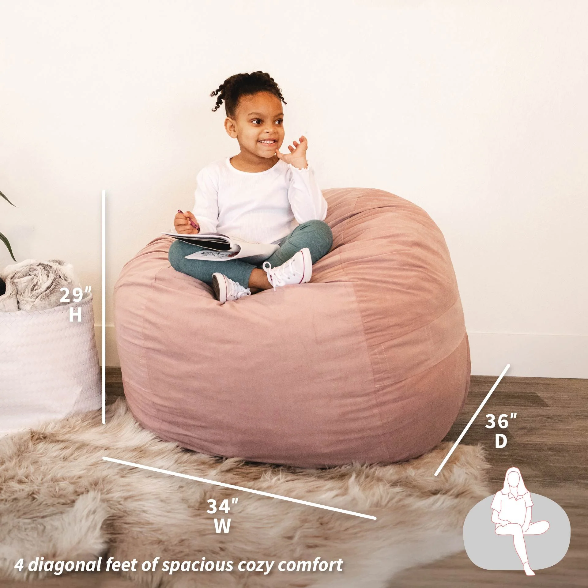 Fuf® 4Ft Foam Bean Bag - Image 69