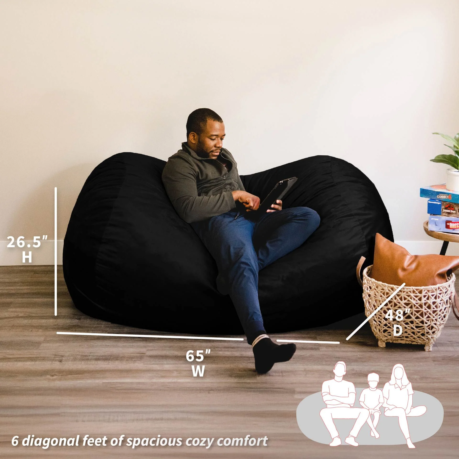 Fuf® 6Ft Foam Bean Bag Lounger - Image 28
