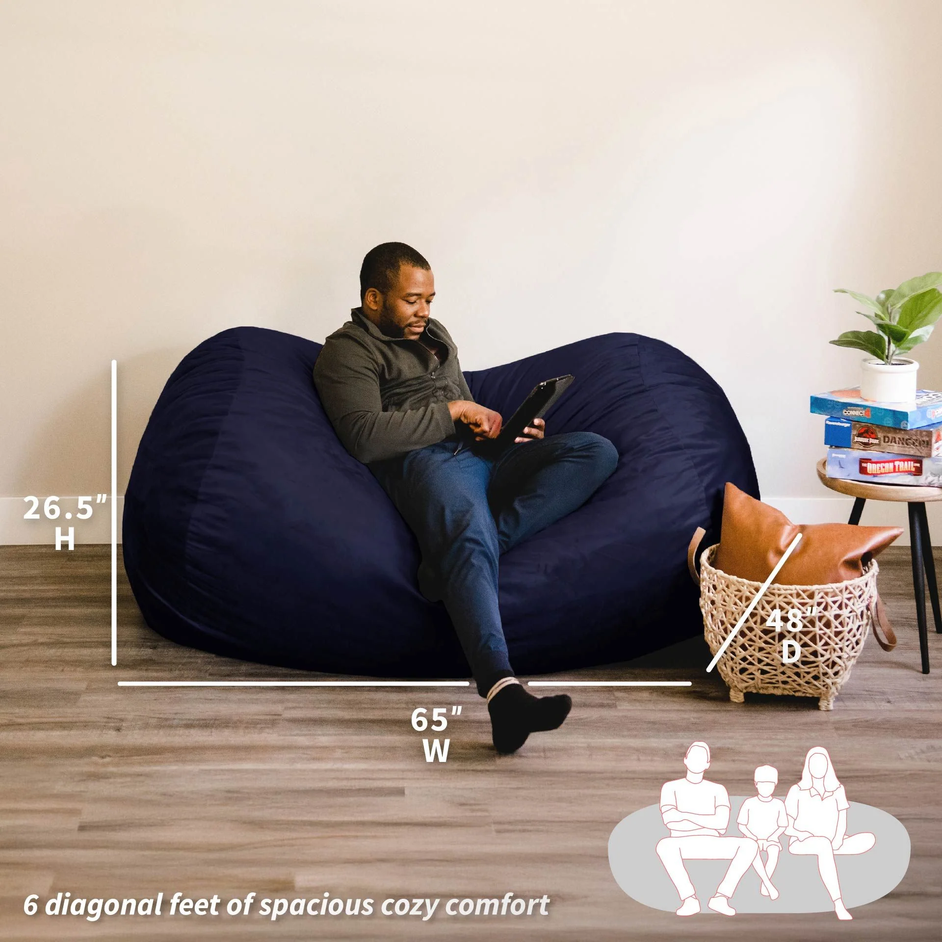 Fuf® 6Ft Foam Bean Bag Lounger - Image 42