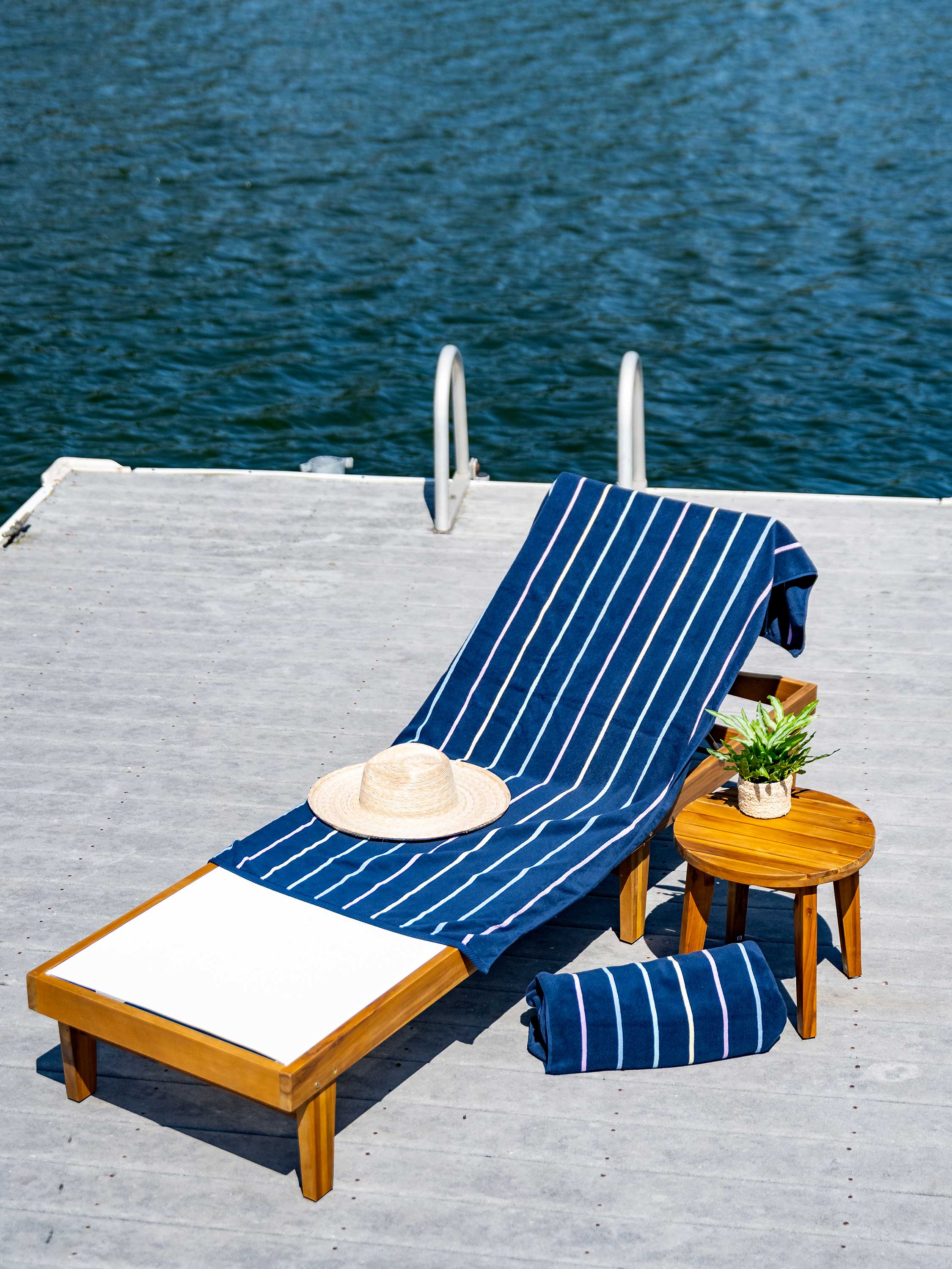 Navy Prism Pinstripe Cabana Beach Towel - Image 3