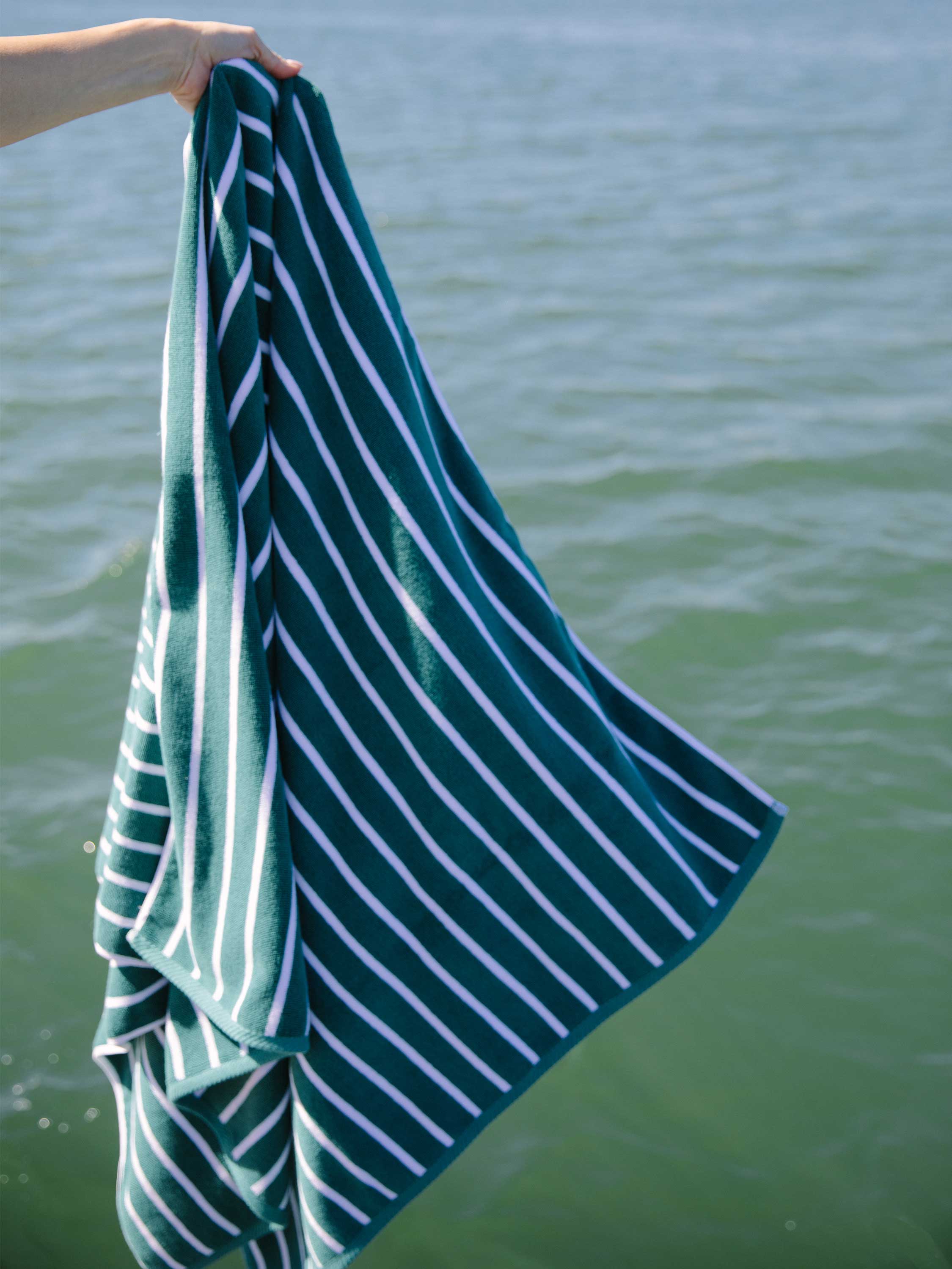 Sea Green Pinstripe Cabana Beach Towel - Image 4